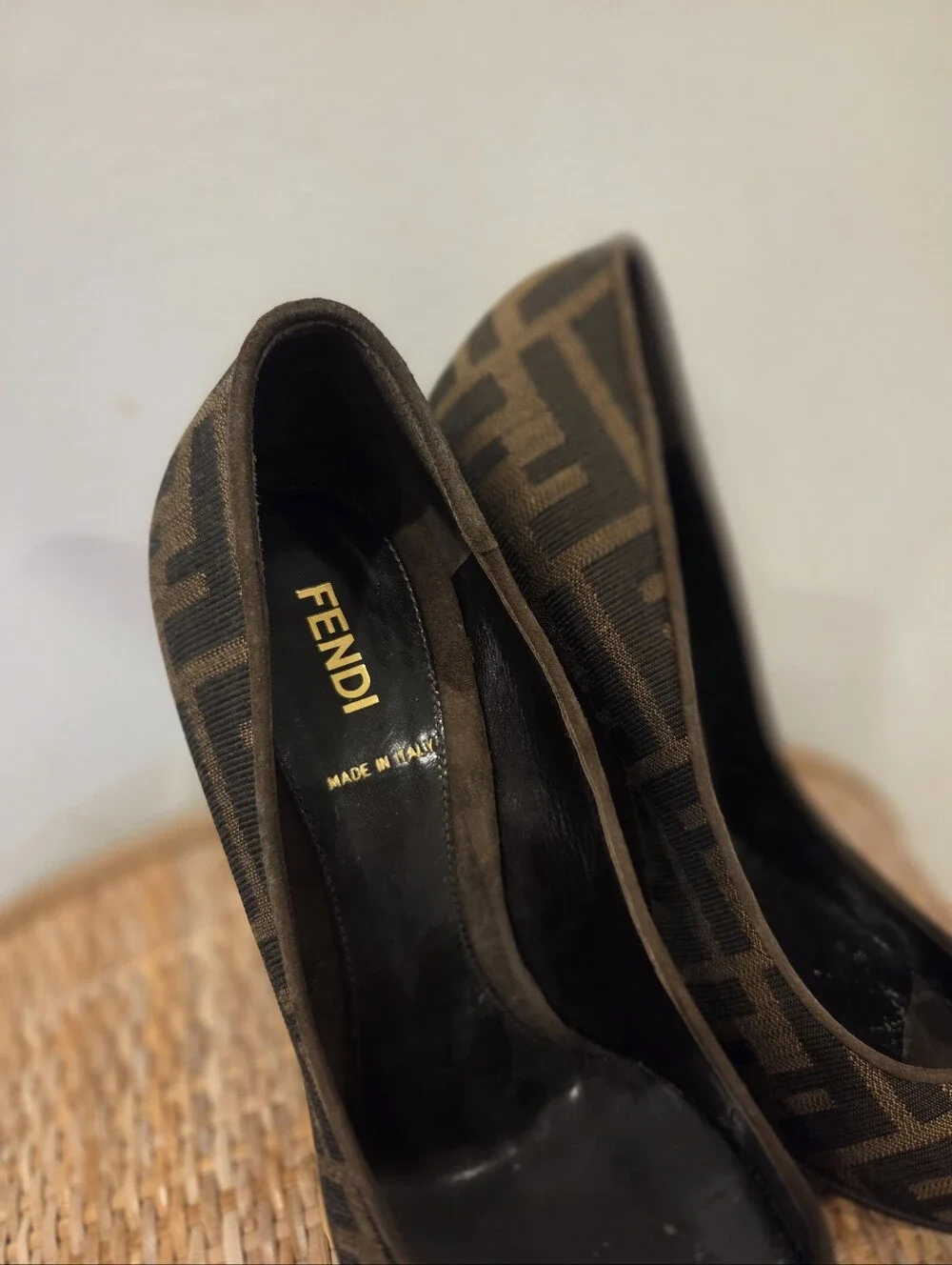 Fendi Zucca FF Print Wedge Pumps